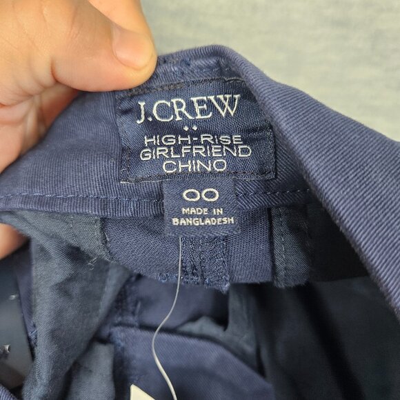 J.CRW High-Rise Girlfriend Chino Navy Blue Casual Pant Size 00 NEW - Picture 5 of 10